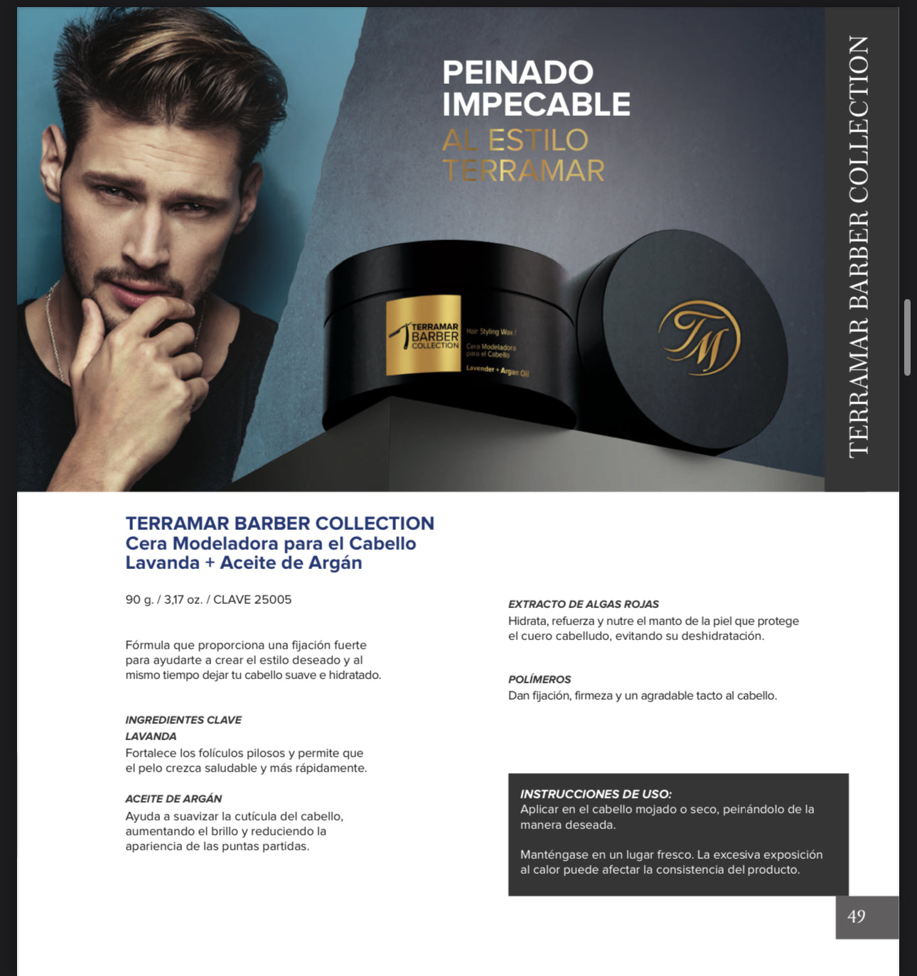 Barber Collection Cera Modeladora para el Cabello Lavanda + Aceite de Argán de Terramar