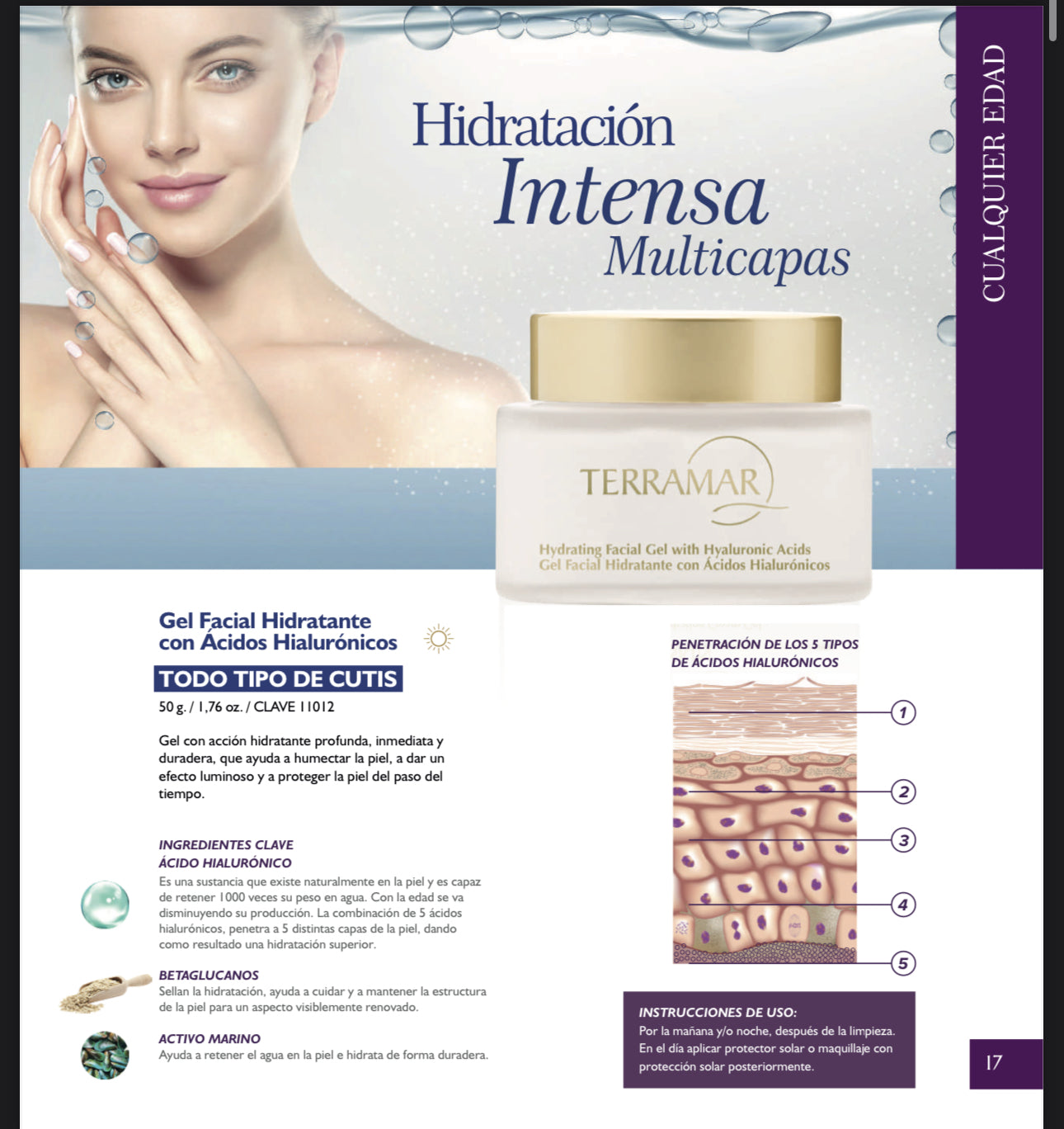 Gel Facial Hidratante con Ácidos Hialurónicos
