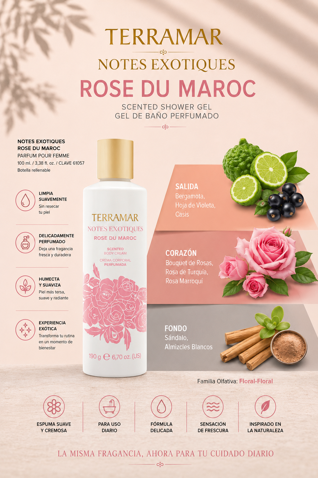 Gel de Baño Perfumado Notes Exotiques Rose du Maroc | Terramar