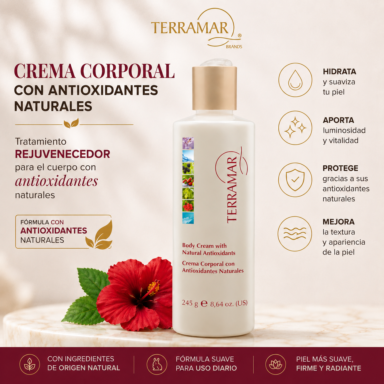 Crema Corporal con Antioxidantes Naturales | Terramar