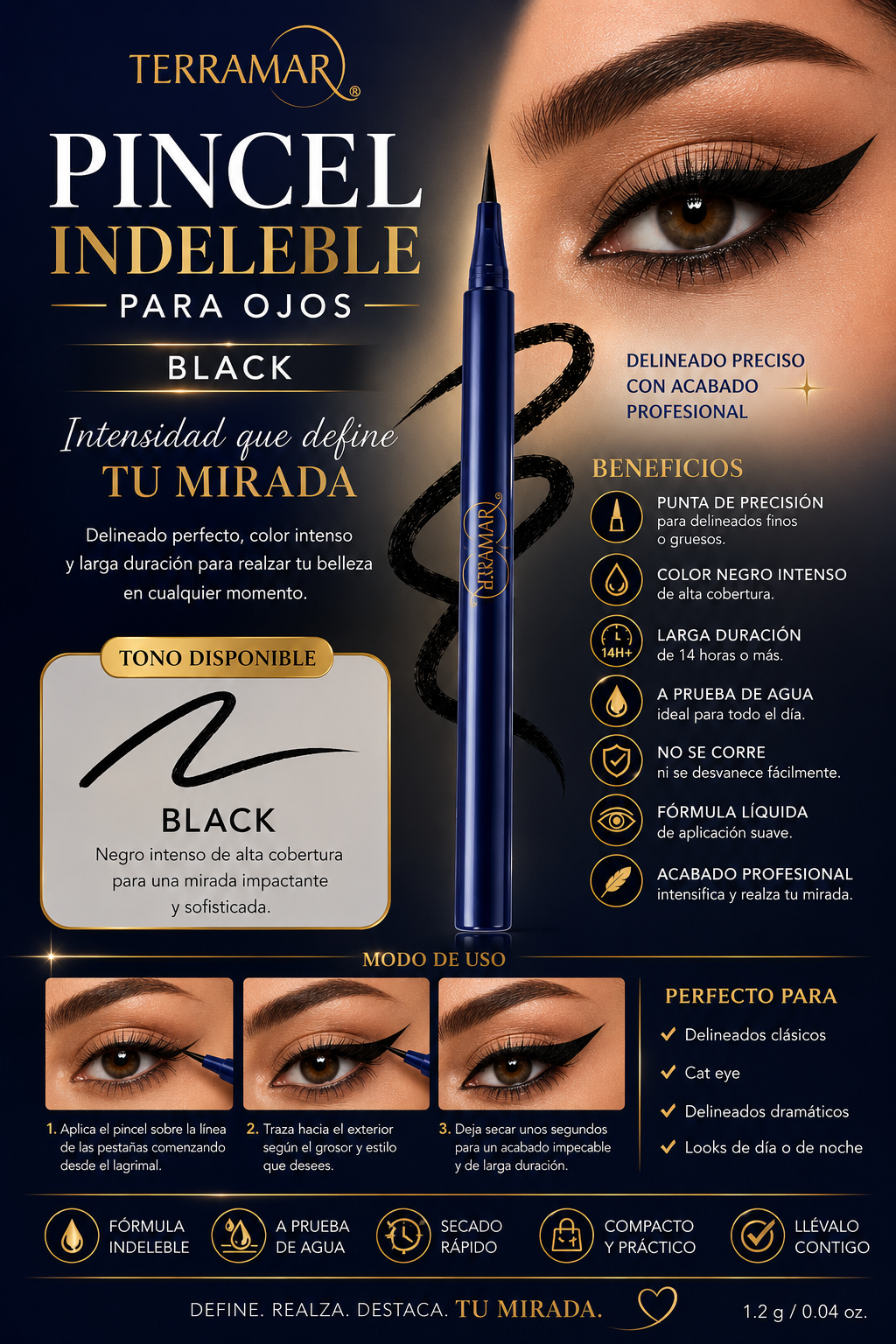 Pincel Indeleble para Ojos – Black | Terramar