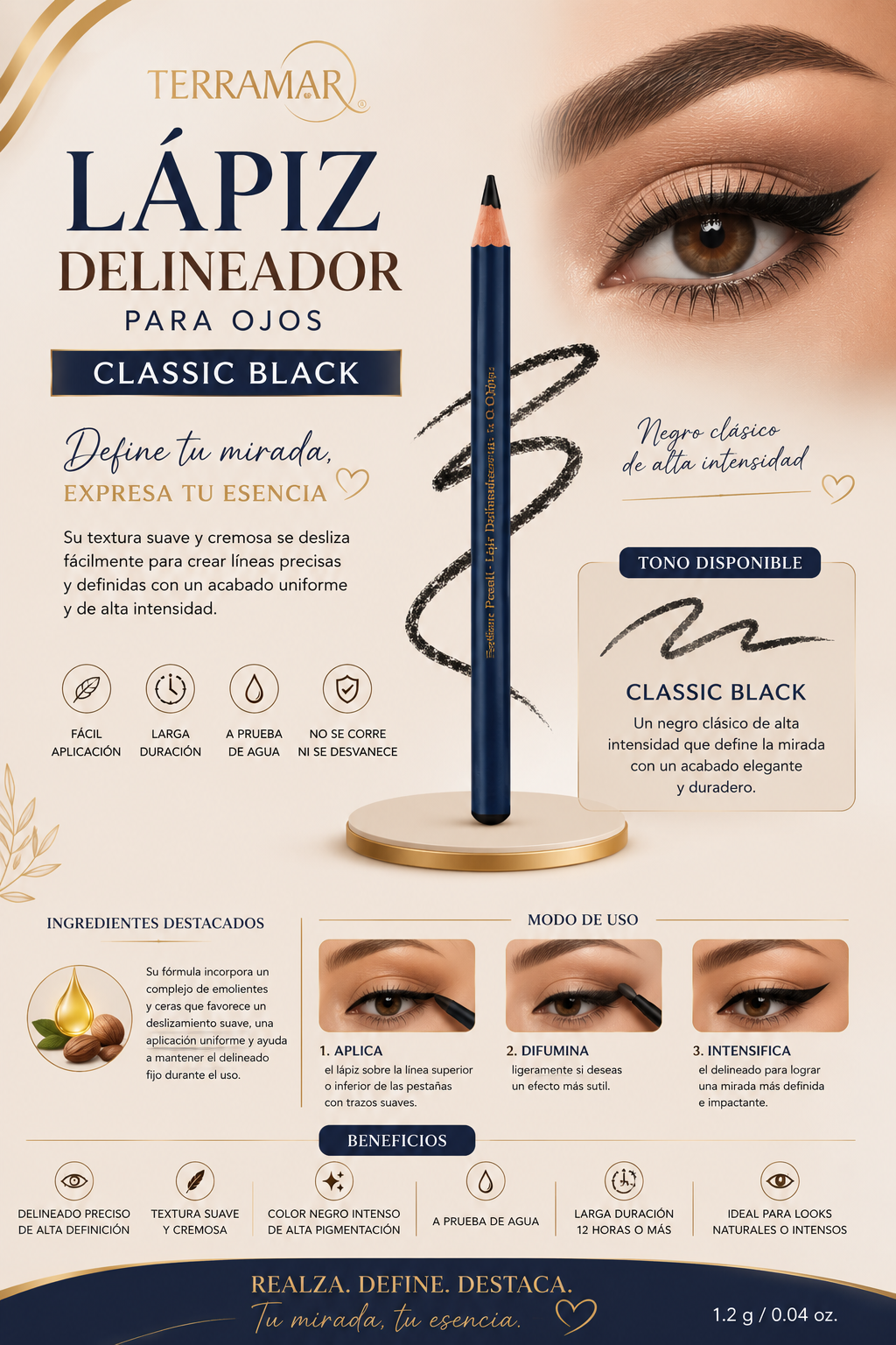 Lápiz Delineador para Ojos – Classic Black | Terramar