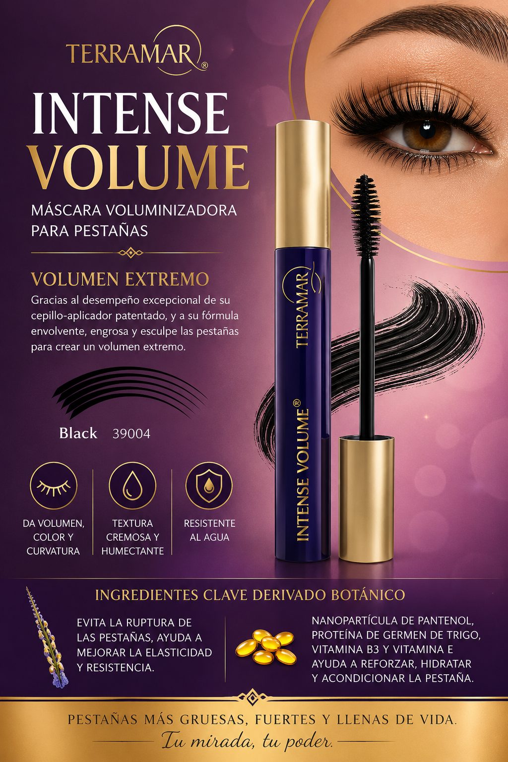 Máscara Voluminizadora para Pestañas Intense Volume – Black | Terramar