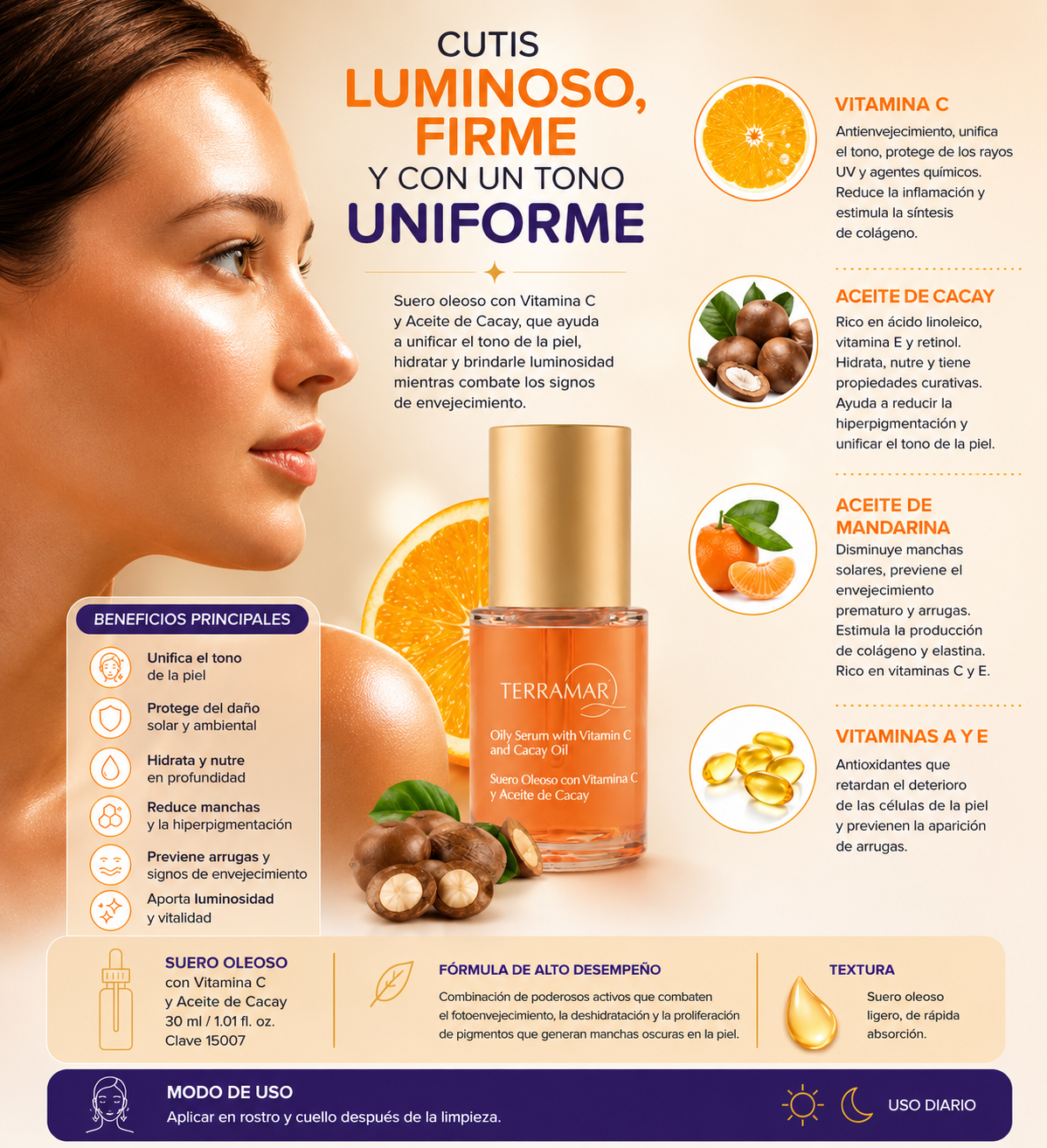 Suero Oleoso con Vitamina C y Aceite de Cacay