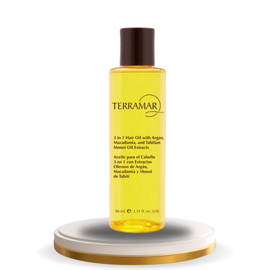 Aceite - Oleo para el Cabello 3 en l con Extractos Oleosos de Argán, Macadamia y Monoi de Tahití           3,3l fl. oz