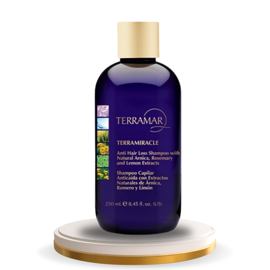 SHAMPOO CAPILAR ANTICAÍDA CON EXTRACTOS NATURALES DE ÁRNICA, ROMERO Y LIMÓN
250 mL / 8.45 fl. oz.