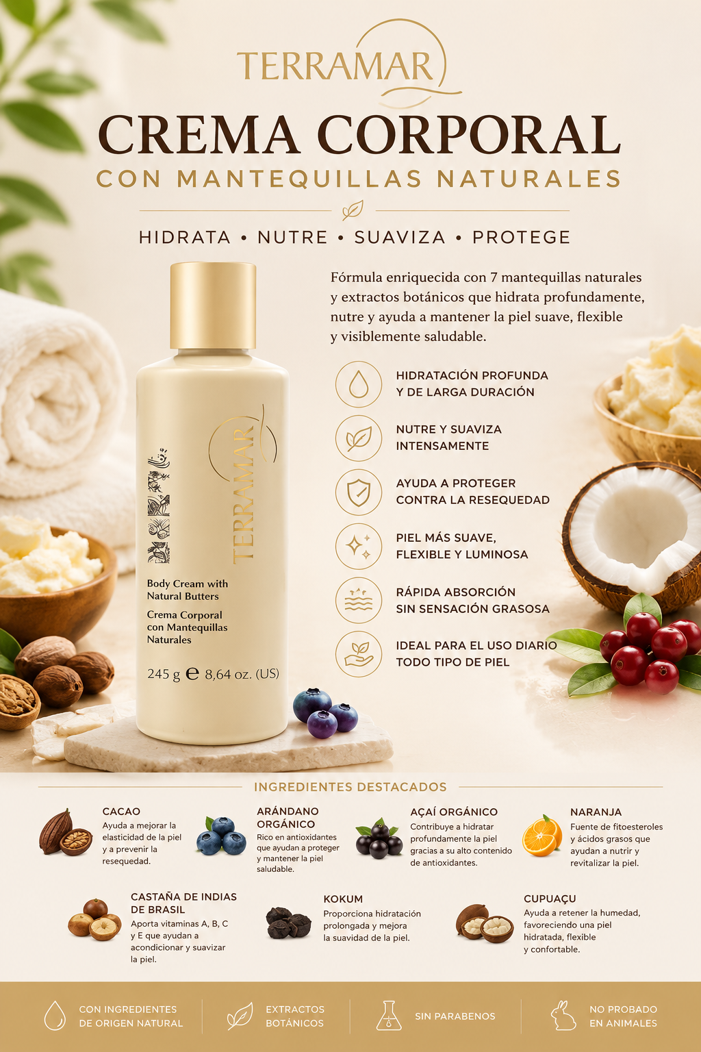 Crema Corporal con Mantequillas Naturales | Terramar