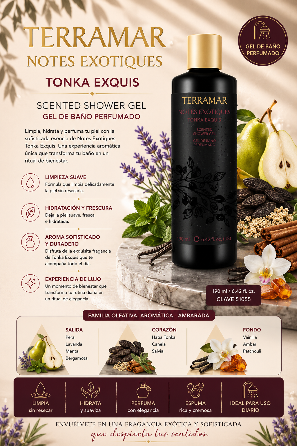 Gel de Baño Perfumado Notes Exotiques Tonka Exquis | Terramar
