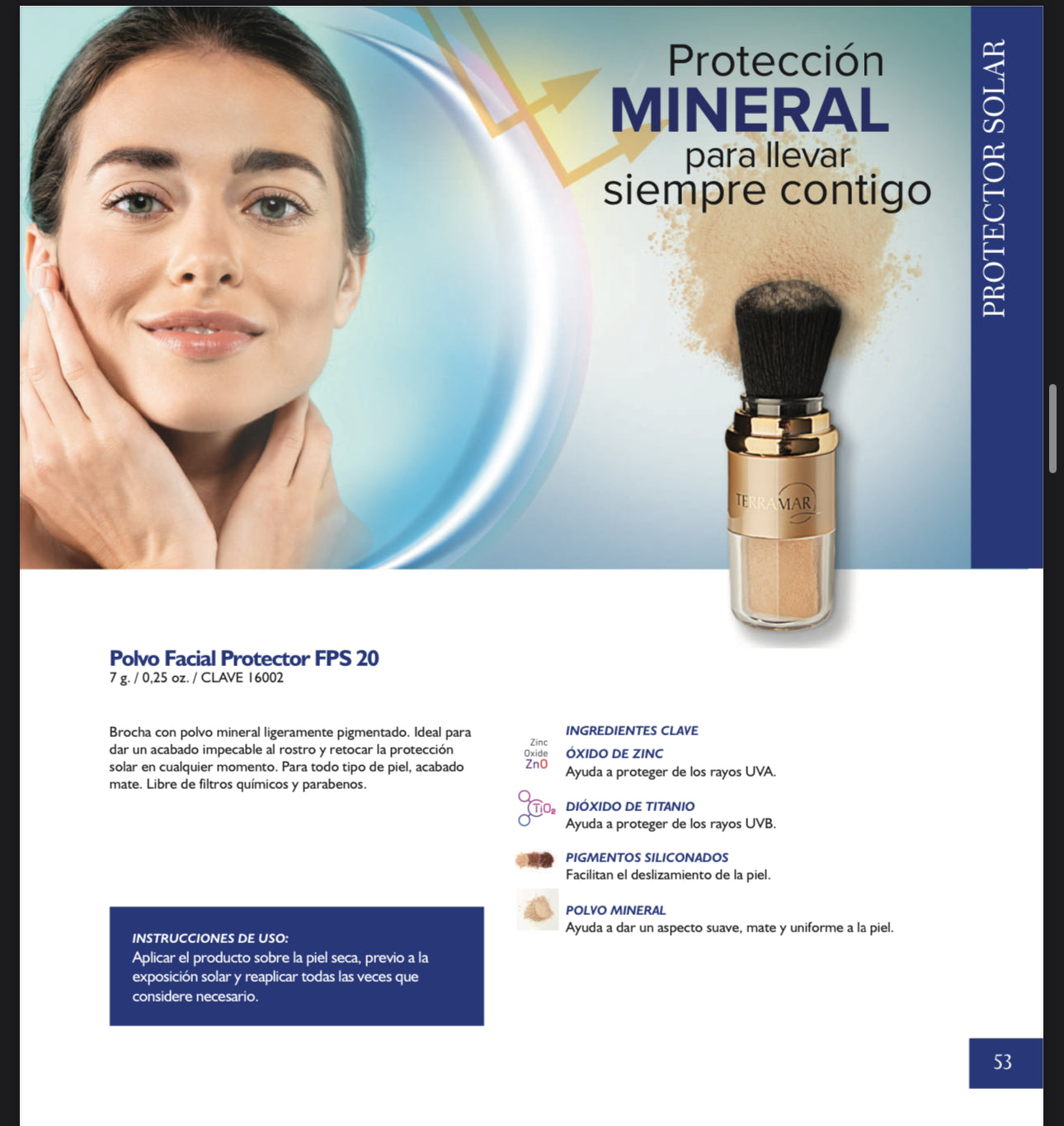 Polvo Mineral Facial Protector FPS 20 de Terramar