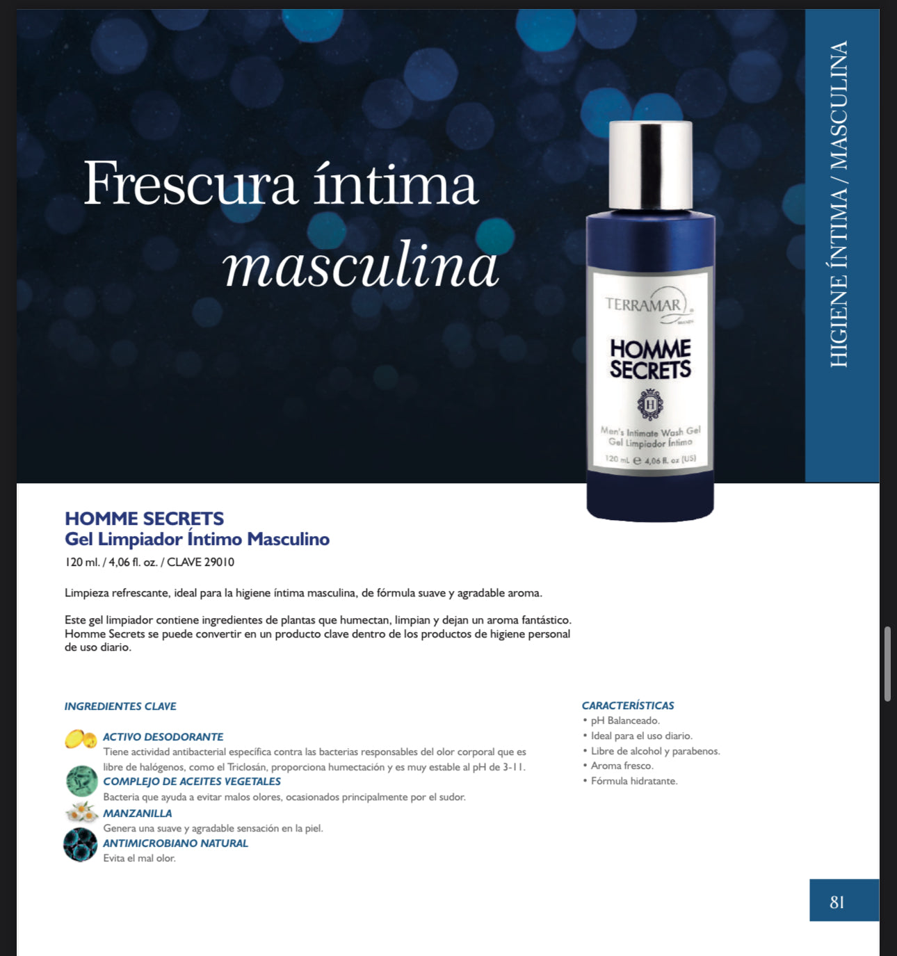 HOMME SECRETS Gel Limpiador Íntimo Masculino – Terramar