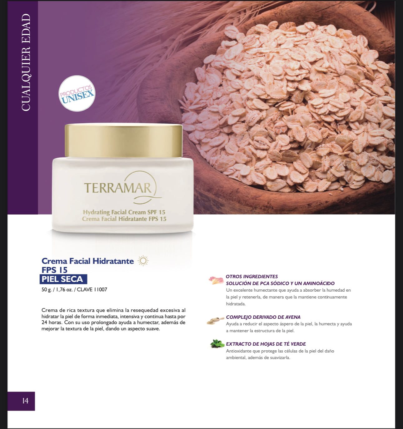 Crema Facial Hidratante FPS 15 para Piel Seca