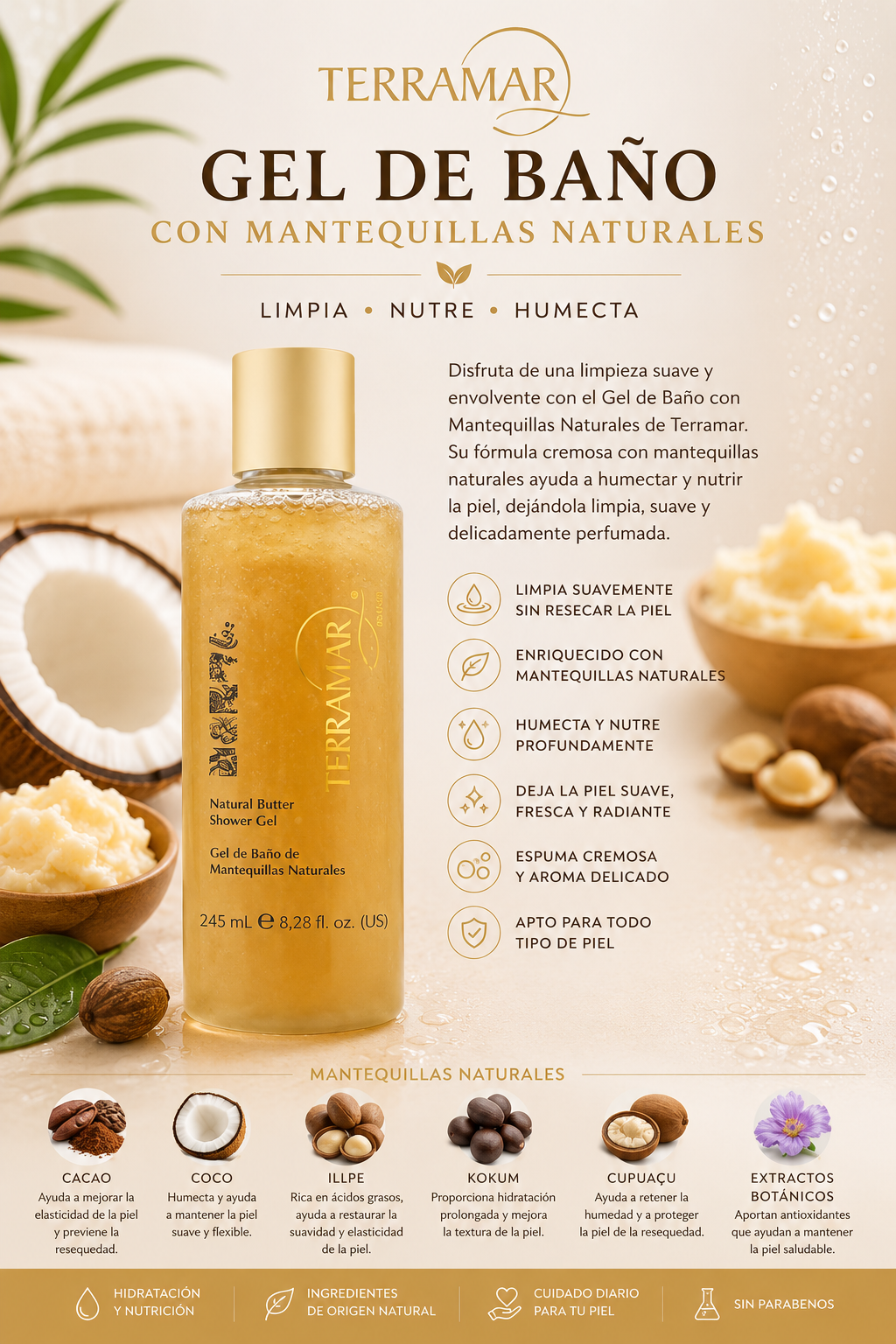 Gel de Baño con Mantequillas Naturales | Terramar