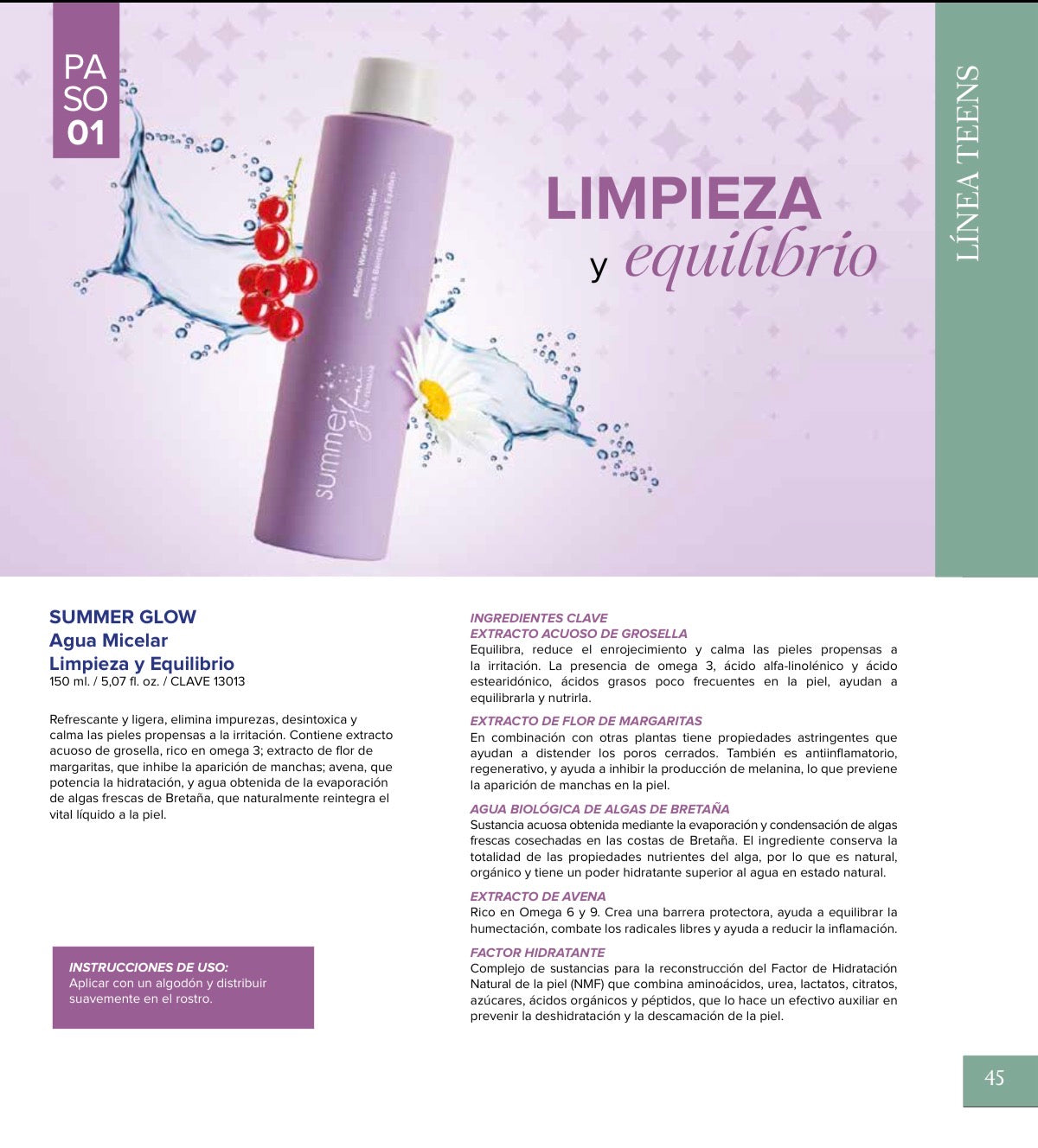 Summer Glow Agua Micelar Limpieza y Equilibrio de Terramar - Paso 1