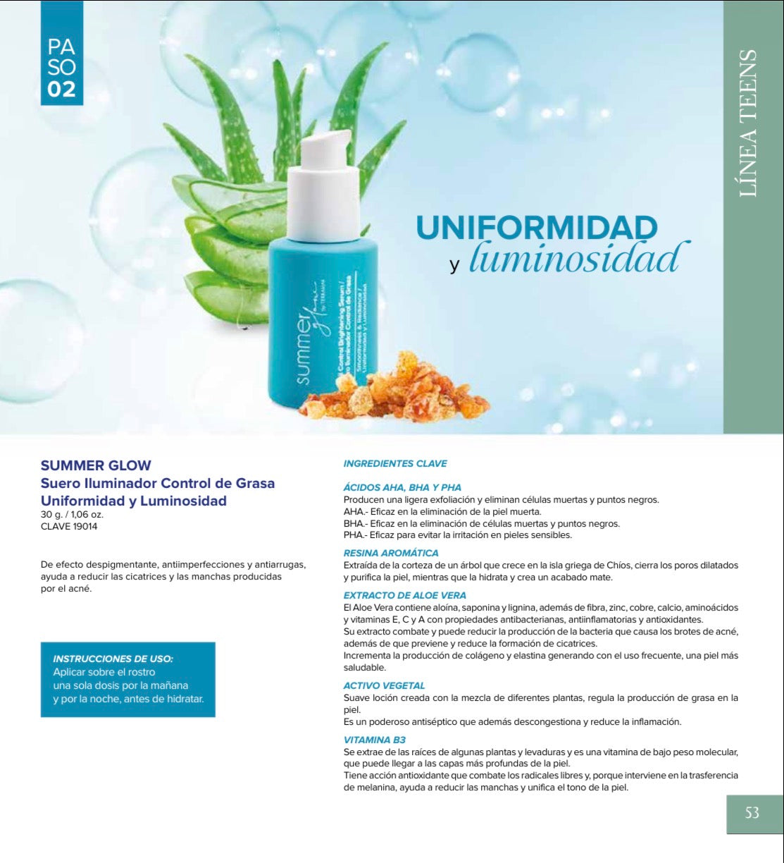 Summer Glow Suero Iluminador Control de Grasa Uniformidad y Luminosidad de Terramar - Paso 2