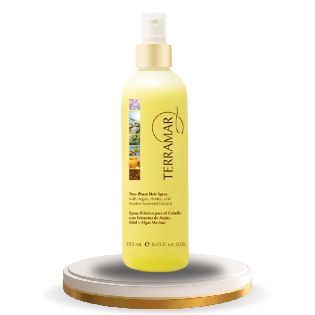 Spray Bifásico para el cabello con extractos de Argán, Miel y Algas Marinas