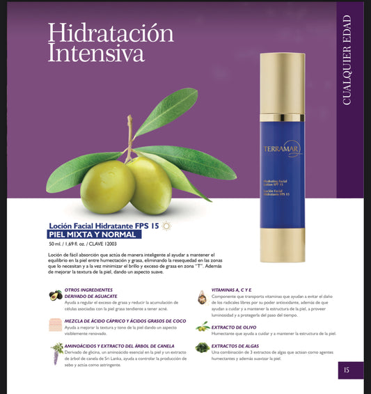 Loción Facial Hidratante FPS 15 | Piel Mixta y Normal