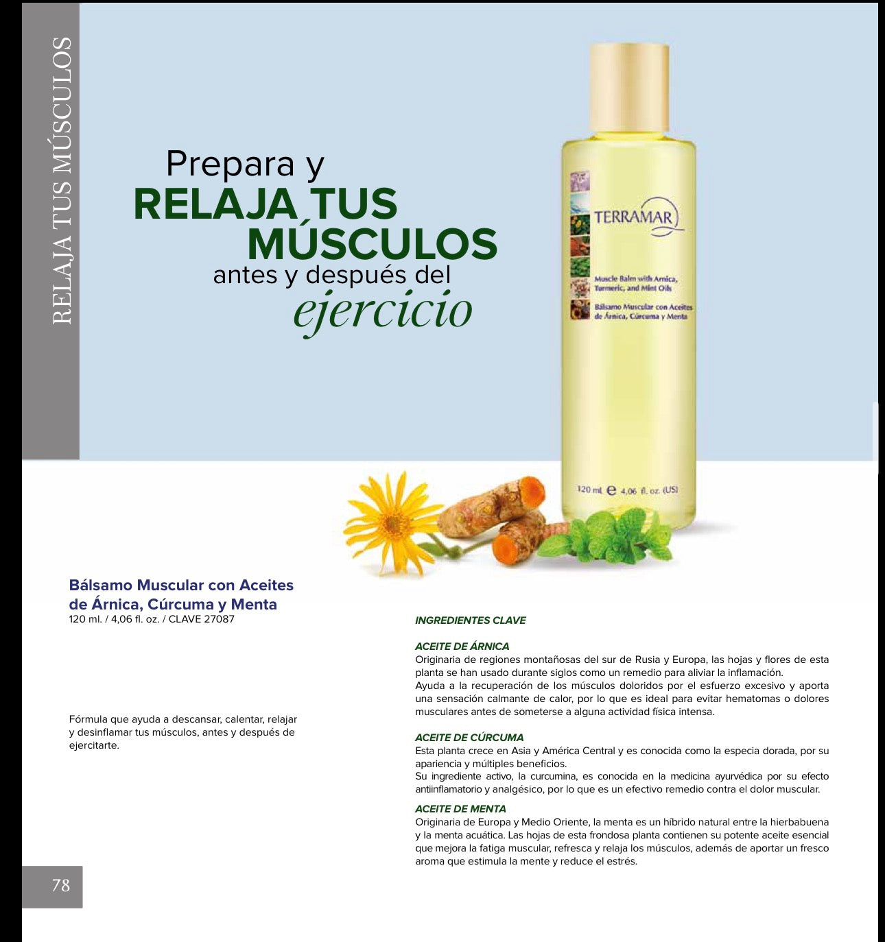 Bálsamo Muscular con Aceites de Árnica, Cúrcuma y Menta de Terramar