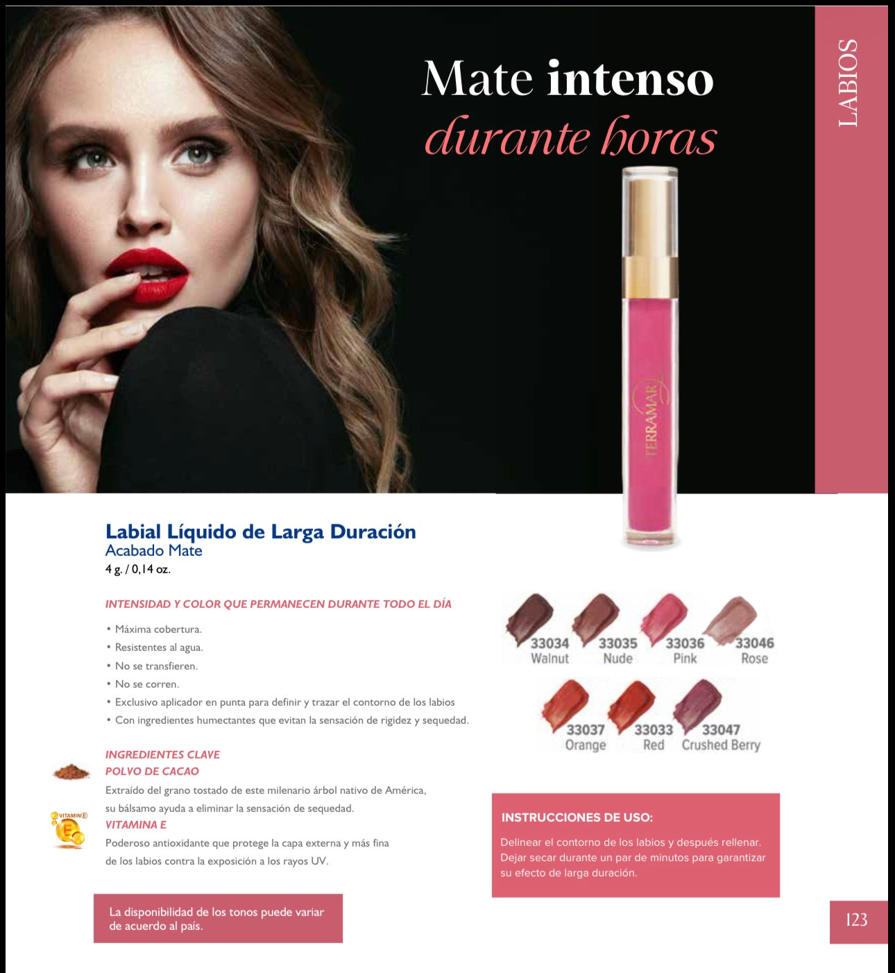 Labial Líquido de Larga Duración Acabado Mate | Terramar