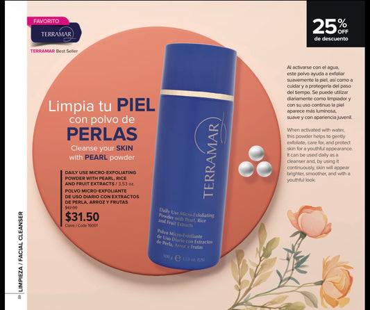 Polvo Micro-Exfoliante Diario con Extractos de Perla, Arroz y Frutas