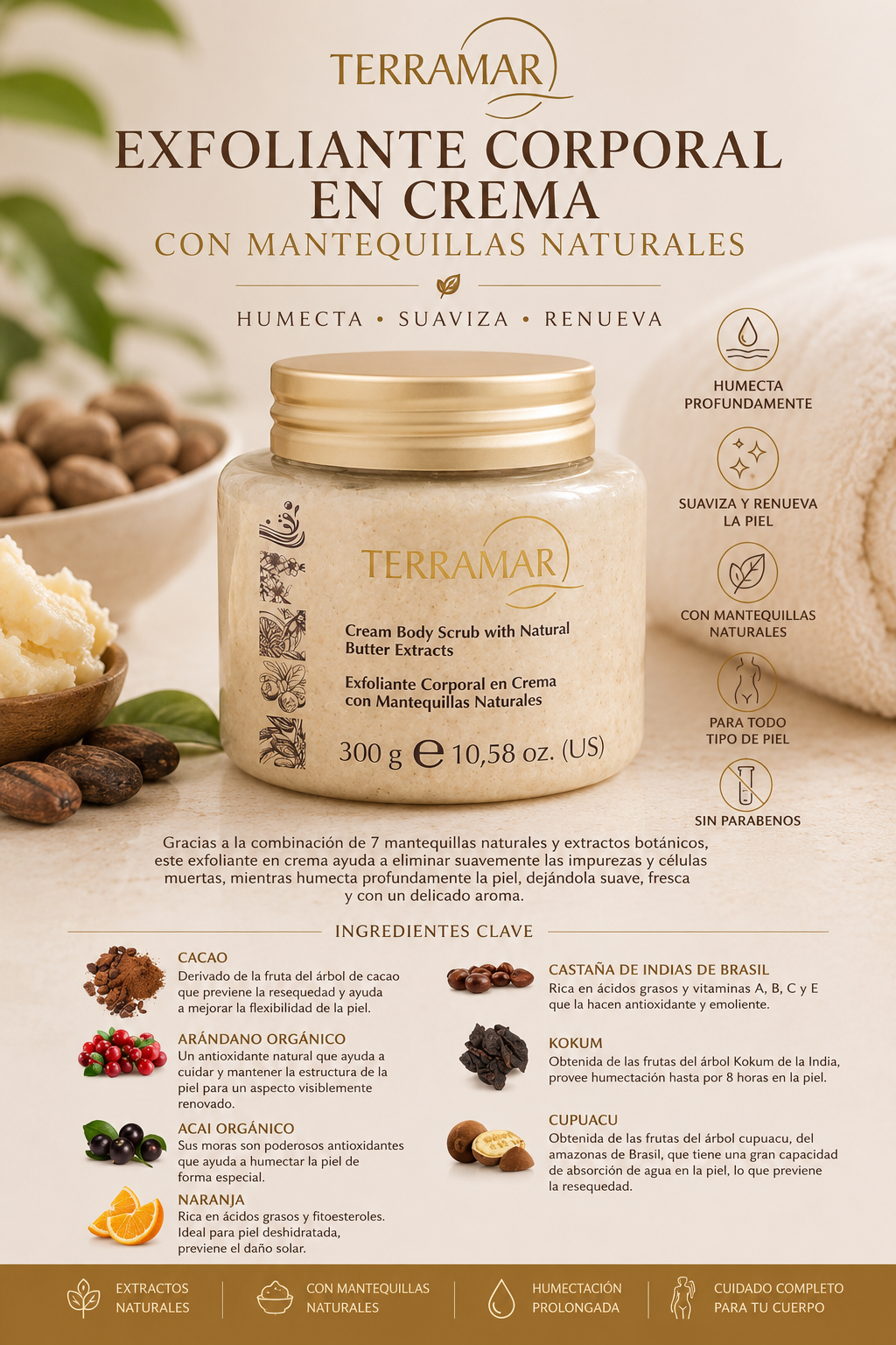 Exfoliante Corporal en Crema con Mantequillas Naturales | Terramar