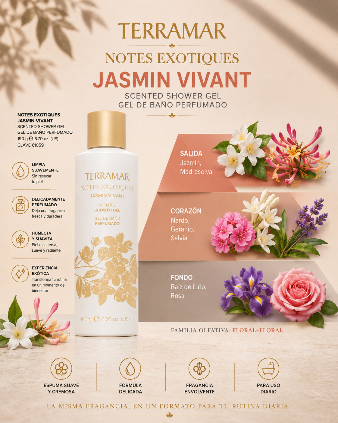 Gel de Baño Perfumado Notes Exotiques Jasmin Vivant | Terramar