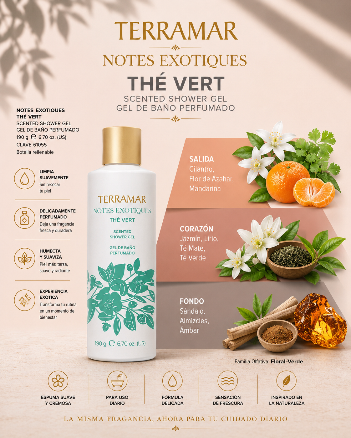 Gel de Baño Perfumado Notes Exotiques Thé Vert | Terramar