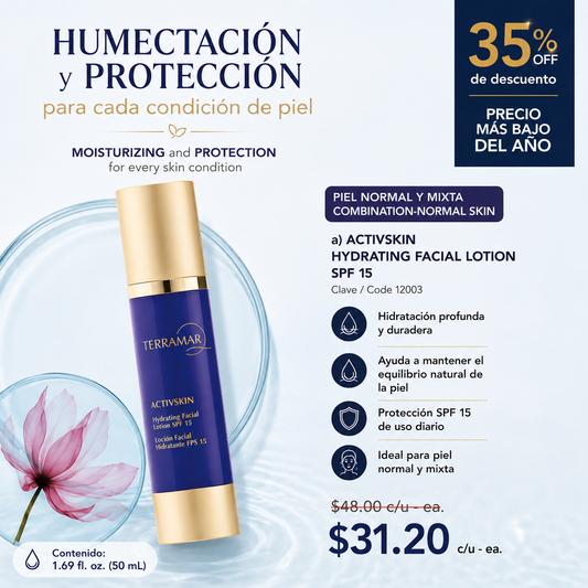 Loción Facial Hidratante FPS 15 | Piel Mixta y Normal
